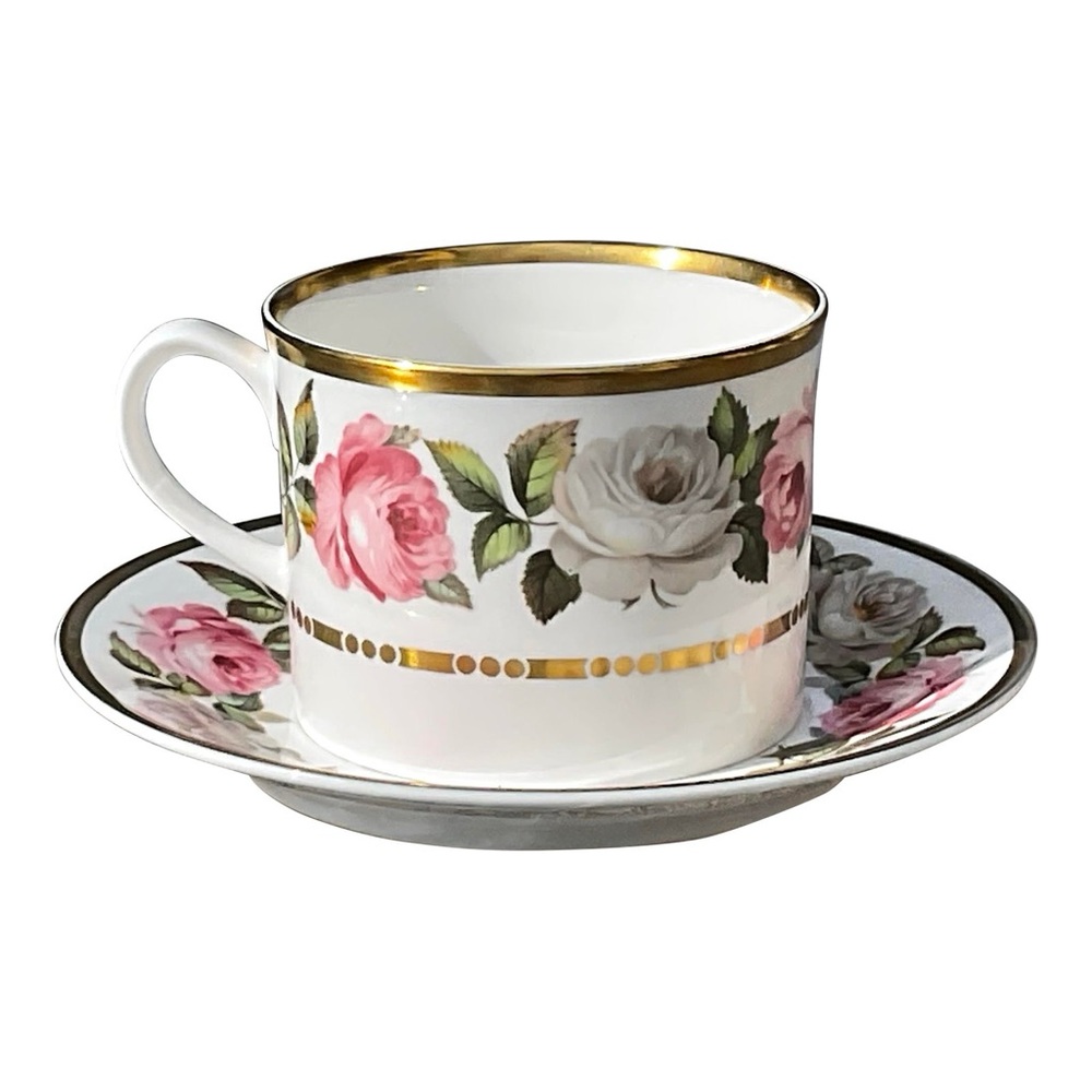 Vintage Royal Worcester Royal Garden Elgar Straight Sided Tea Cup And Saucer